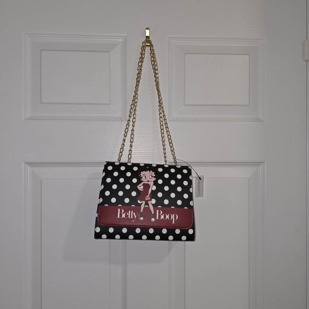 Betty Boop Black and White Polka Dot Bag with Red Accent